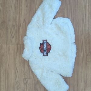 Harley Davidson Fuzzy Jacket upcycled one of a kind 12 - 18 months